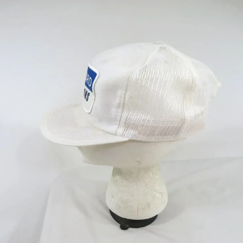 Hudgeons Ford Trucker Hat, White Blue, Snapback Louisville MFG Made In USA 1980s